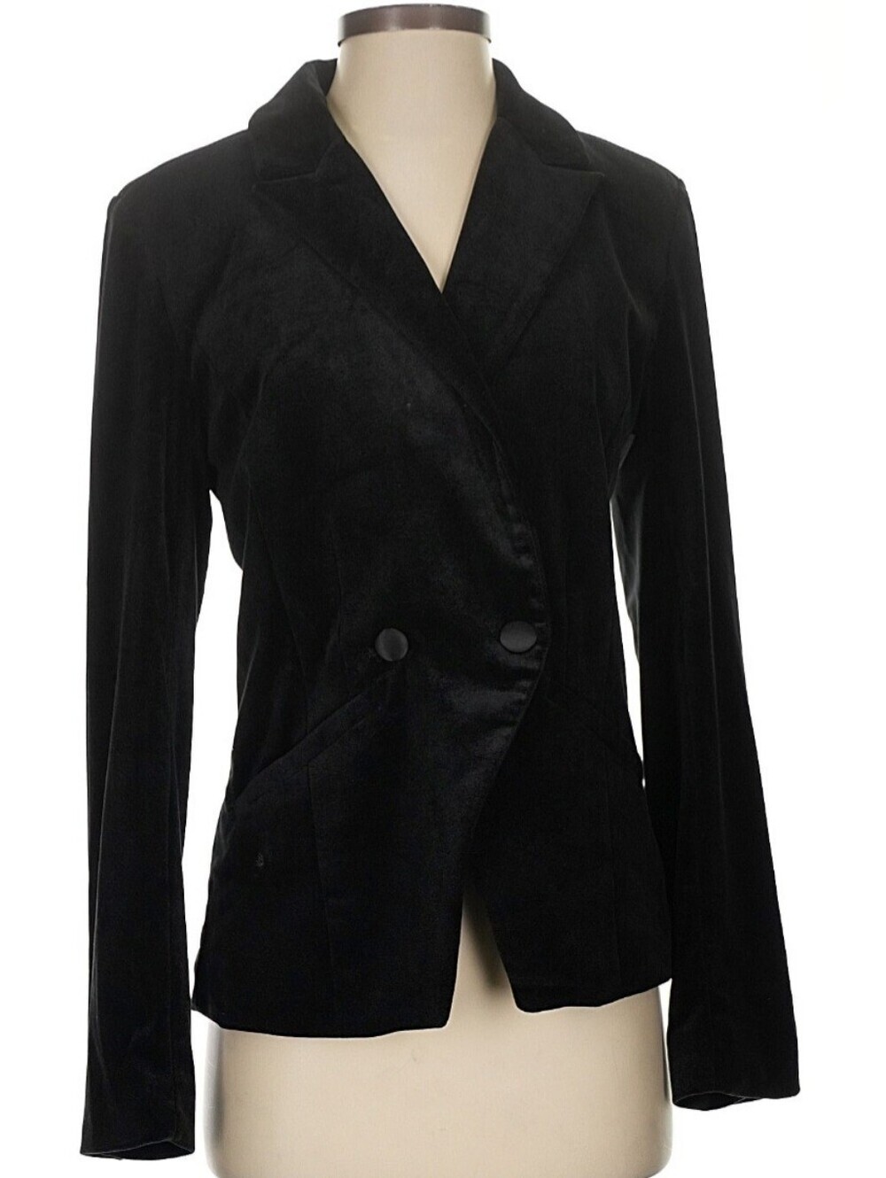 Universal Standard Black Velvet Double-Breasted Blazer Size 4